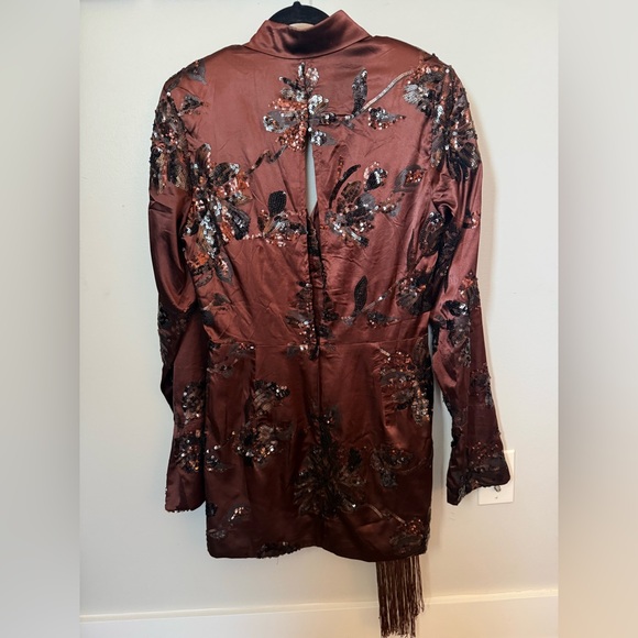 NWOT Sabina Musayev Sequin Embellished Dress in Rich Brown - Picture 5 of 6